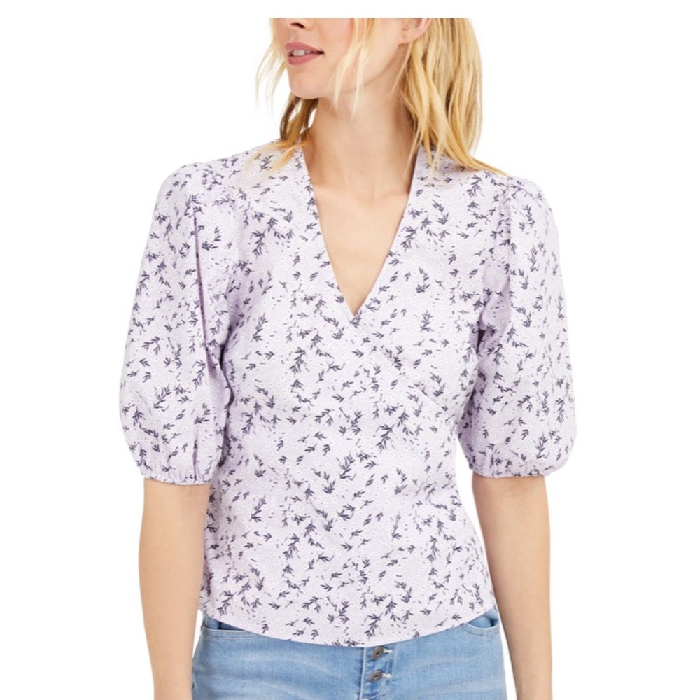 INC Floral Puff-Sleeve Blouse,